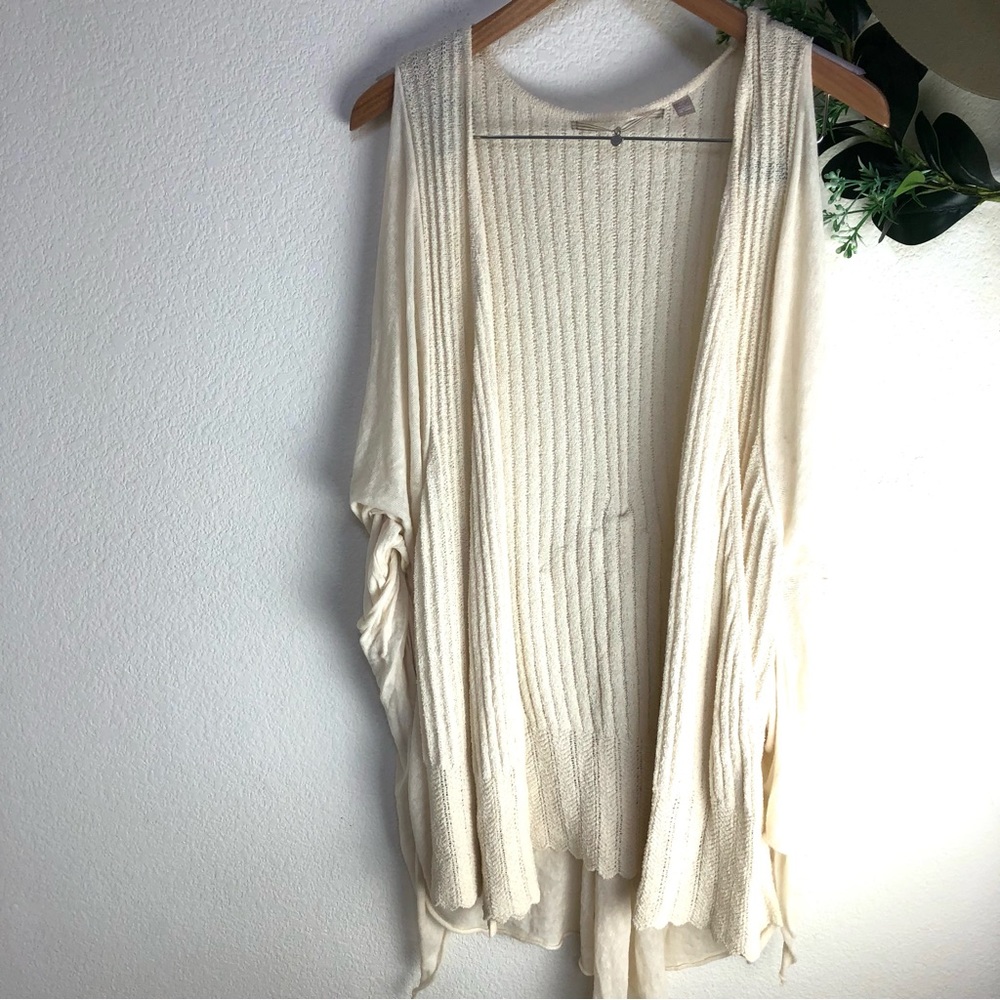 Anthropologie Knitted and Knotted Sweater Cotton Sleeveless Blend Cardigan M/L